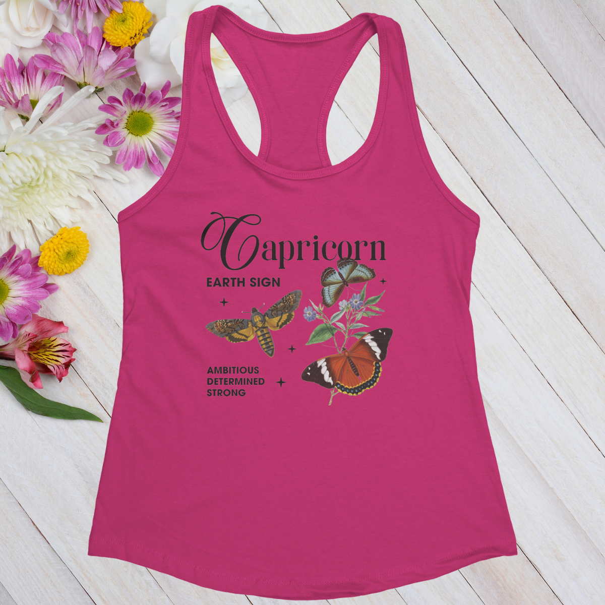 Capricorn Butterfly Zodiac Women's Racerback Tank