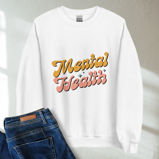 Mental Health Retro Mental Health Awareness Crew Neck Sweatshirt - Cozy & Inspirational