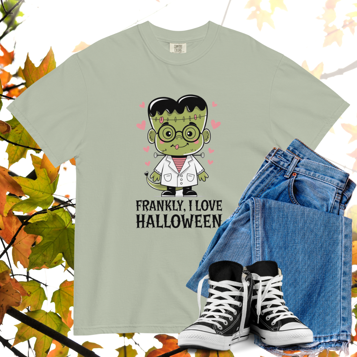 Frankly, I Love Halloween Comfort Colors Heavyweight Halloween T-shirt