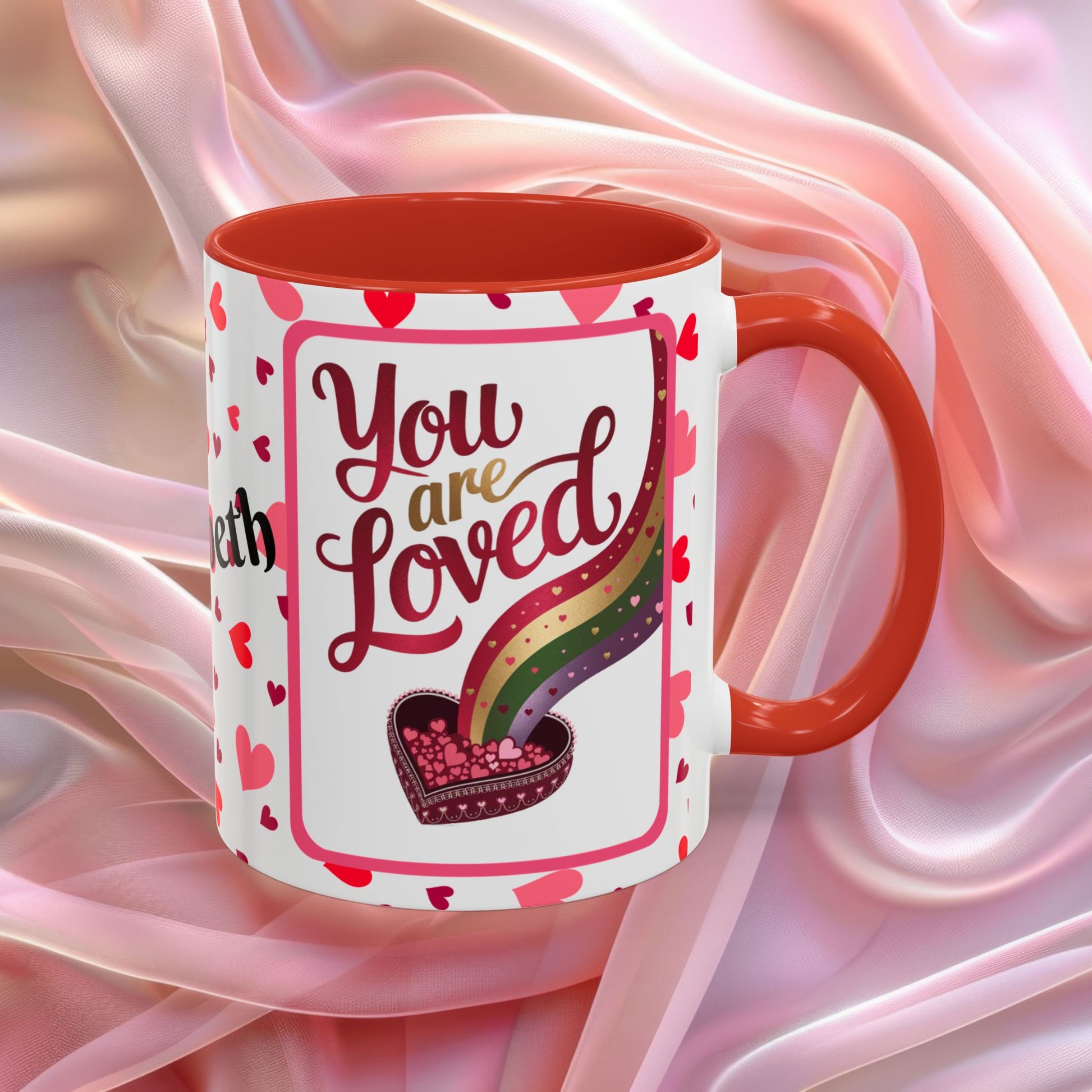 You Are Loved Valentines mug expressing care and connection, Valentine affirmation coffee cup