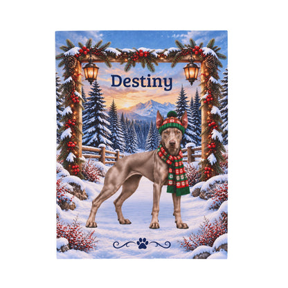 Doberman (Fawn-Isabella Coat) - Personalized Winter Blanket, Custom Name Velveteen Throw