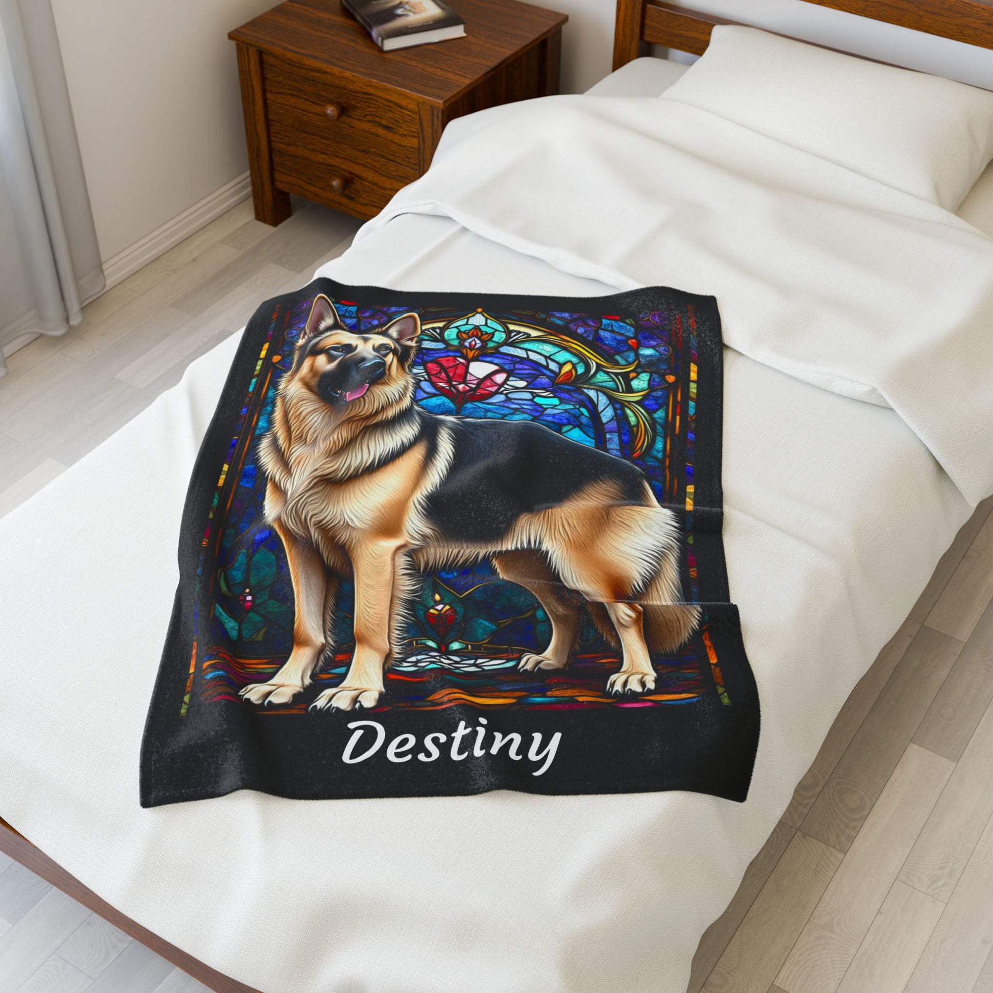 German Shepherd Black & Cream Coat Blanket, Custom Dog Art Throw, Personalized Pet Lover Gift