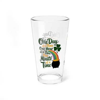One Day At A Time One Hour At A Time One Minute At A Time: Personalized St. Patrick's Day Pint Glass - Customizable Name for Happiness and Positivity
