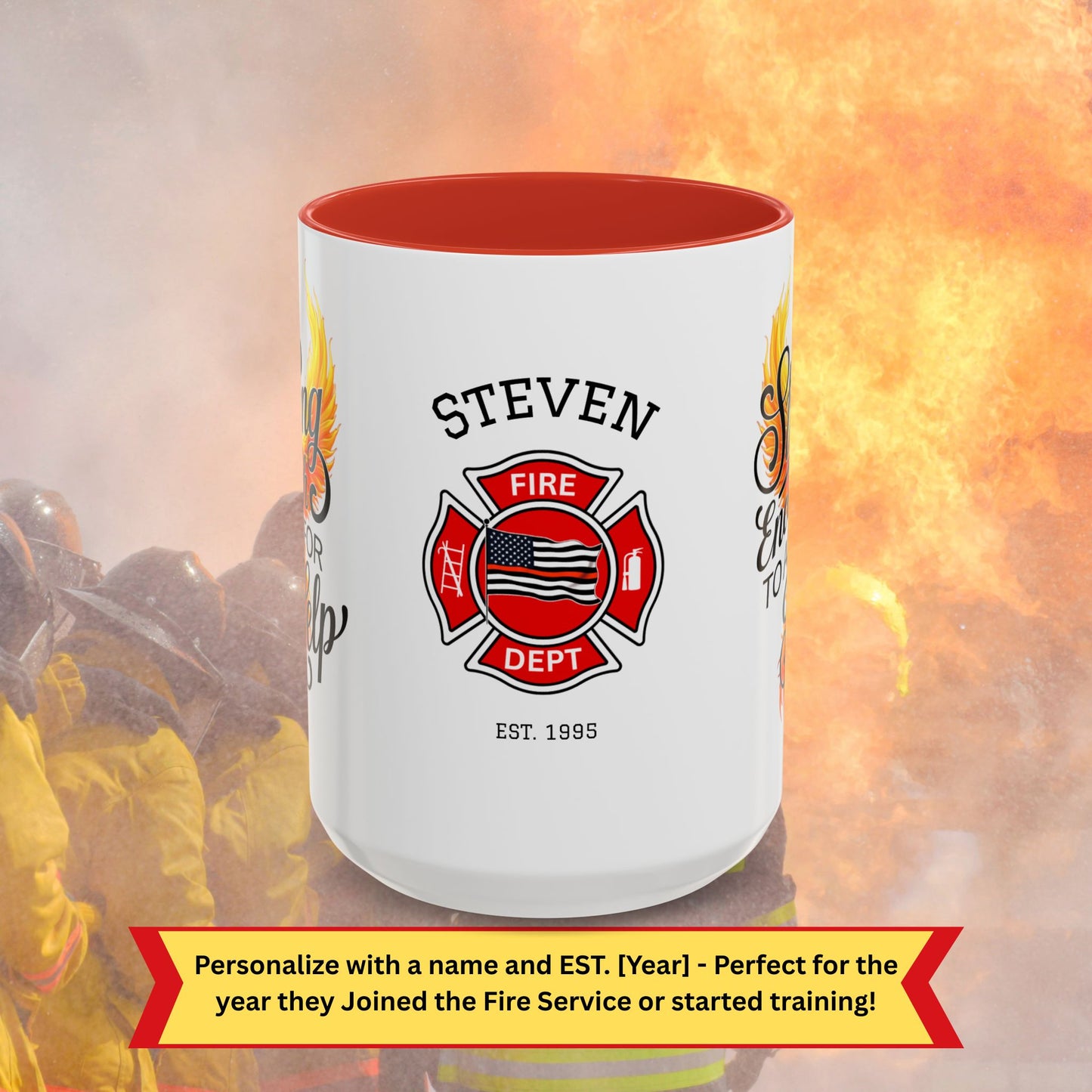 Strong Enough To Ask For Help firefighter support mug, personalized gift promoting mental health and resilience