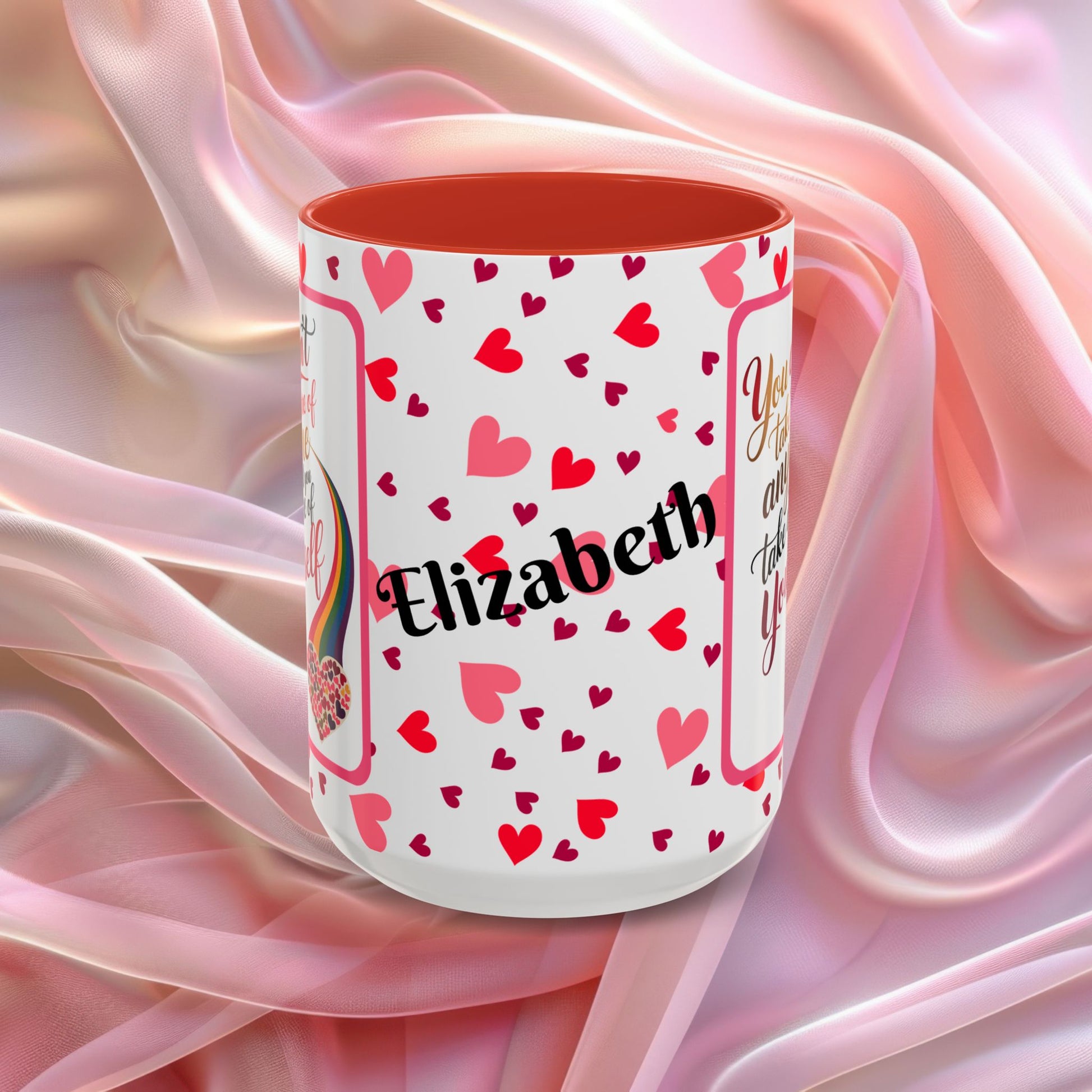 You Cant Take Care Of Valentines mug highlighting self care reminder, Valentine themed coffee cup