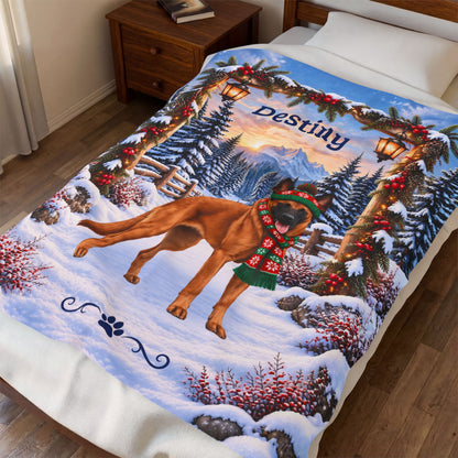 Belgian Malinois (Red Coat) - Personalized Dog Lover Blanket, Custom Name Plush Winter Sofa Throw