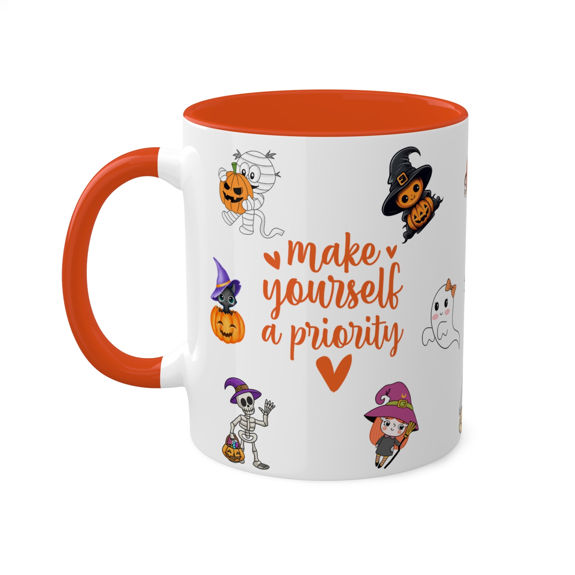 Make Yourself A Priority - Halloween Affirmation Mug - 11oz Ceramic Coffee Cup with Positive Quotes & Cute Vibes