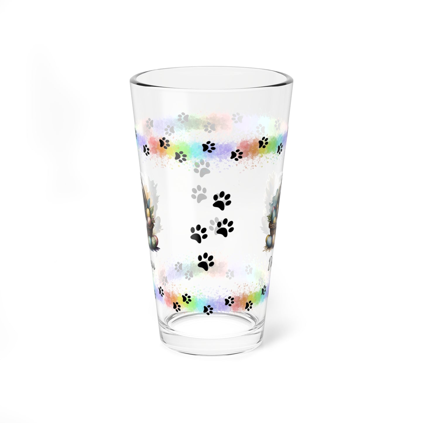 Shih Tzu (Tricolor) Personalized Easter Puppy 16oz Pint Glass - Custom Dog Design, Mental Health Gift, Easter Décor, and Festive Celebrations