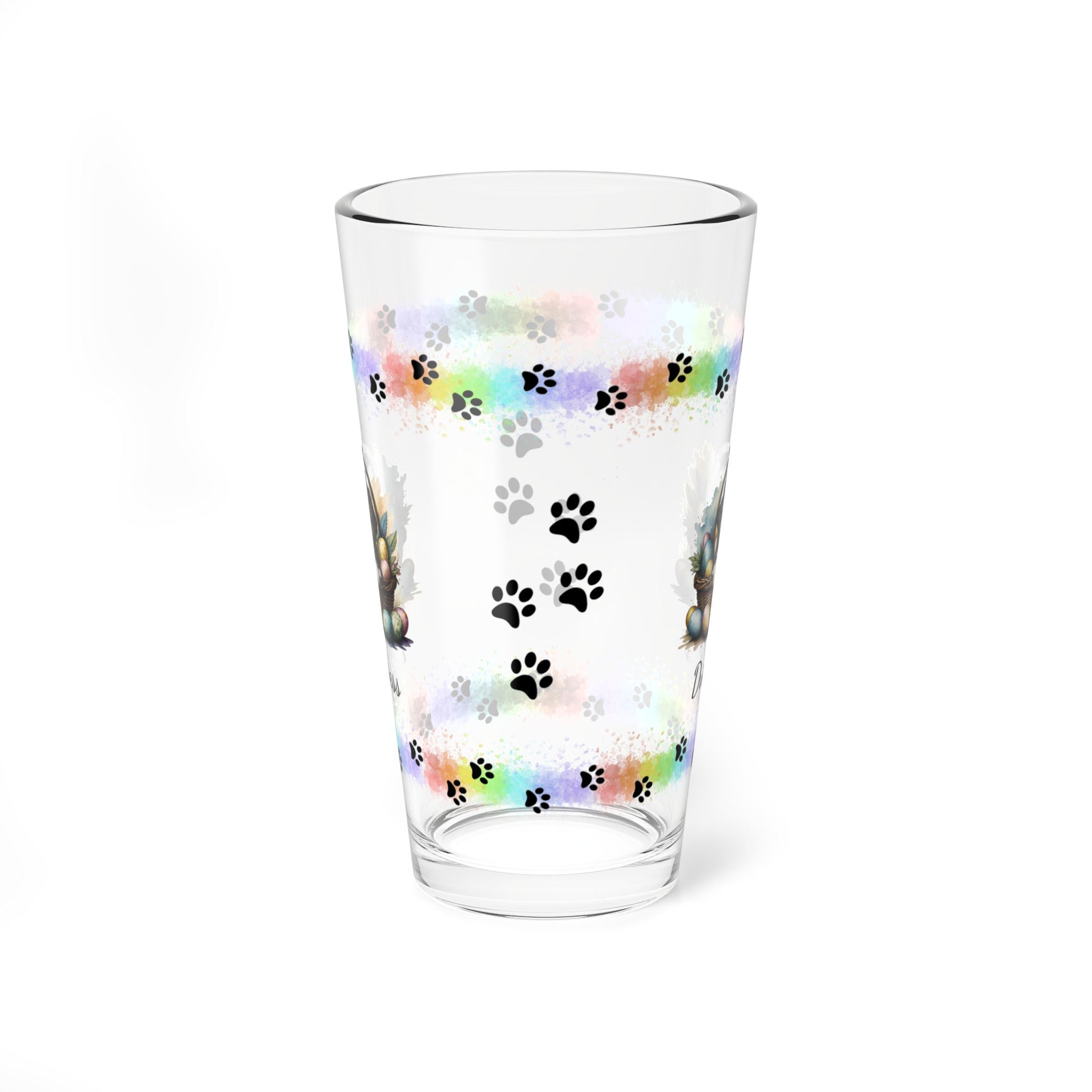 Shih Tzu (Tricolor) Personalized Easter Puppy 16oz Pint Glass - Custom Dog Design, Mental Health Gift, Easter Décor, and Festive Celebrations