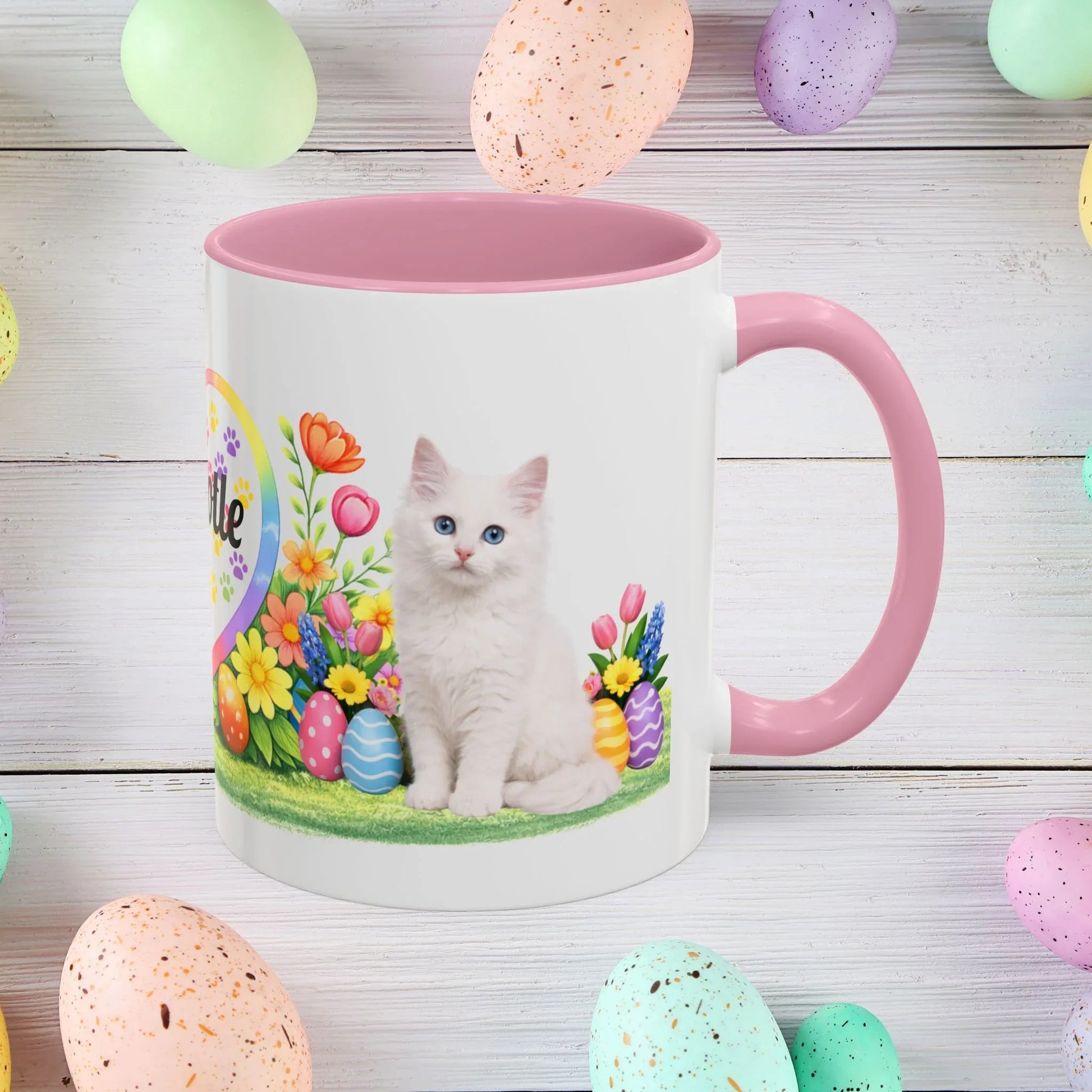 Shop our turkish angora kitten easter mug featuring the 11oz style option from MySisterIsASurvivor.