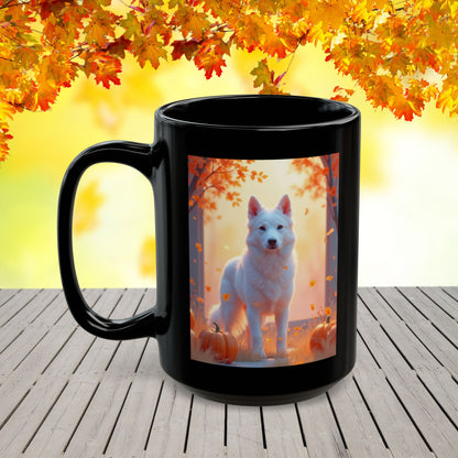 White German Shepherd Autumn Custom Coffee Mug - Personalized Fall Dog Gift for Coffee & Tea Moments