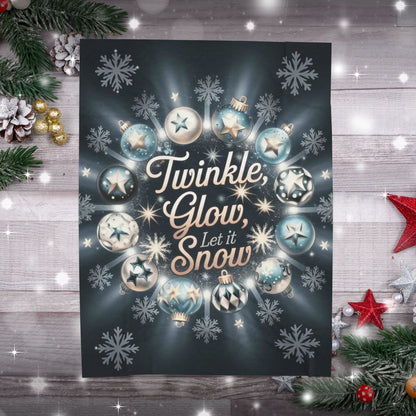 Holiday blanket “Twinkle, Glow, Let It Snow” cozy Christmas throw with festive winter design