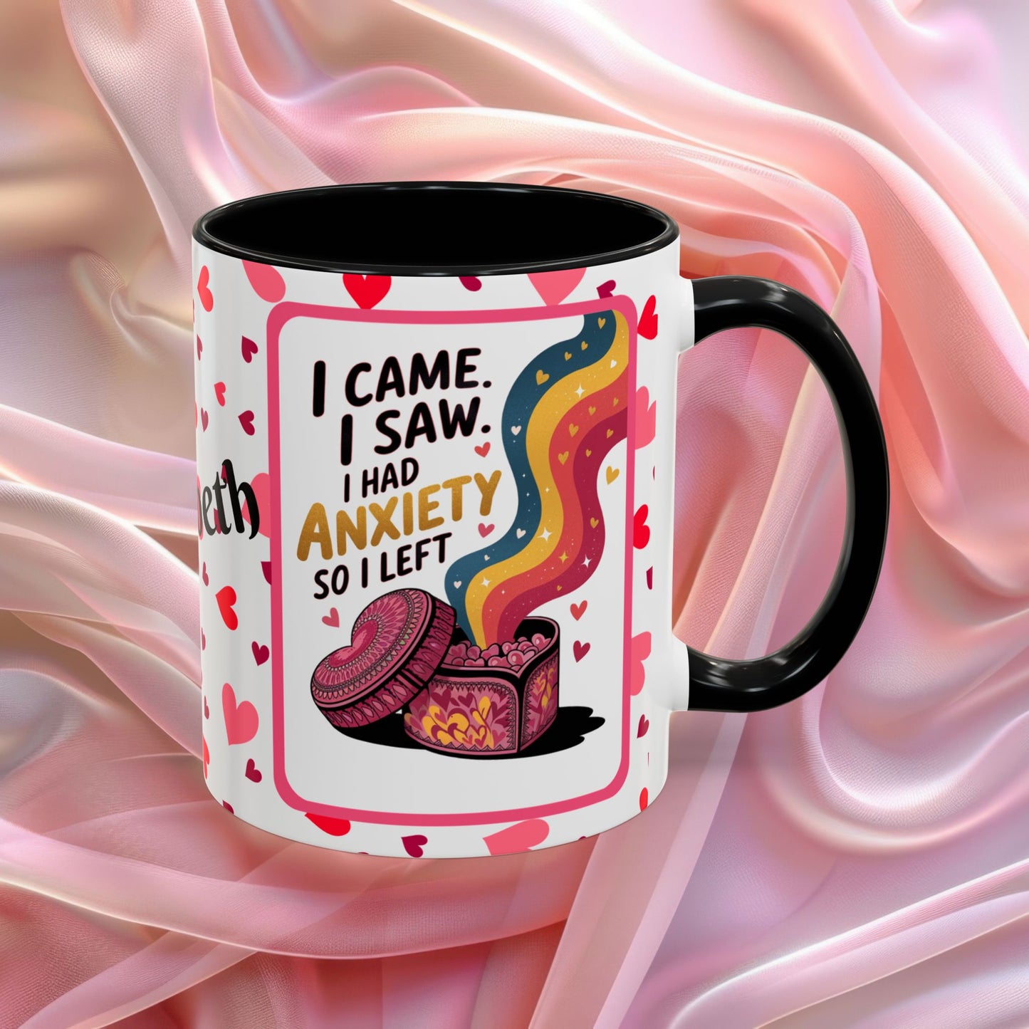 I Came I Saw Valentines mug with bold motivational message, empowering Valentine coffee cup design