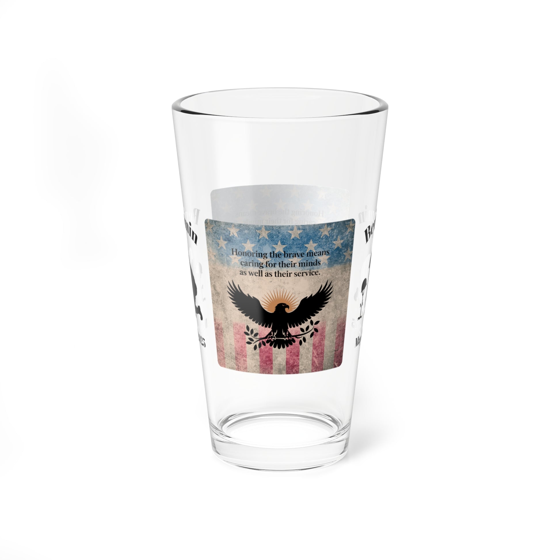 Personalized Memorial Day Pint Glass - "Honoring The Brave", PTSD Awareness Gift for Veterans & Memorial Days