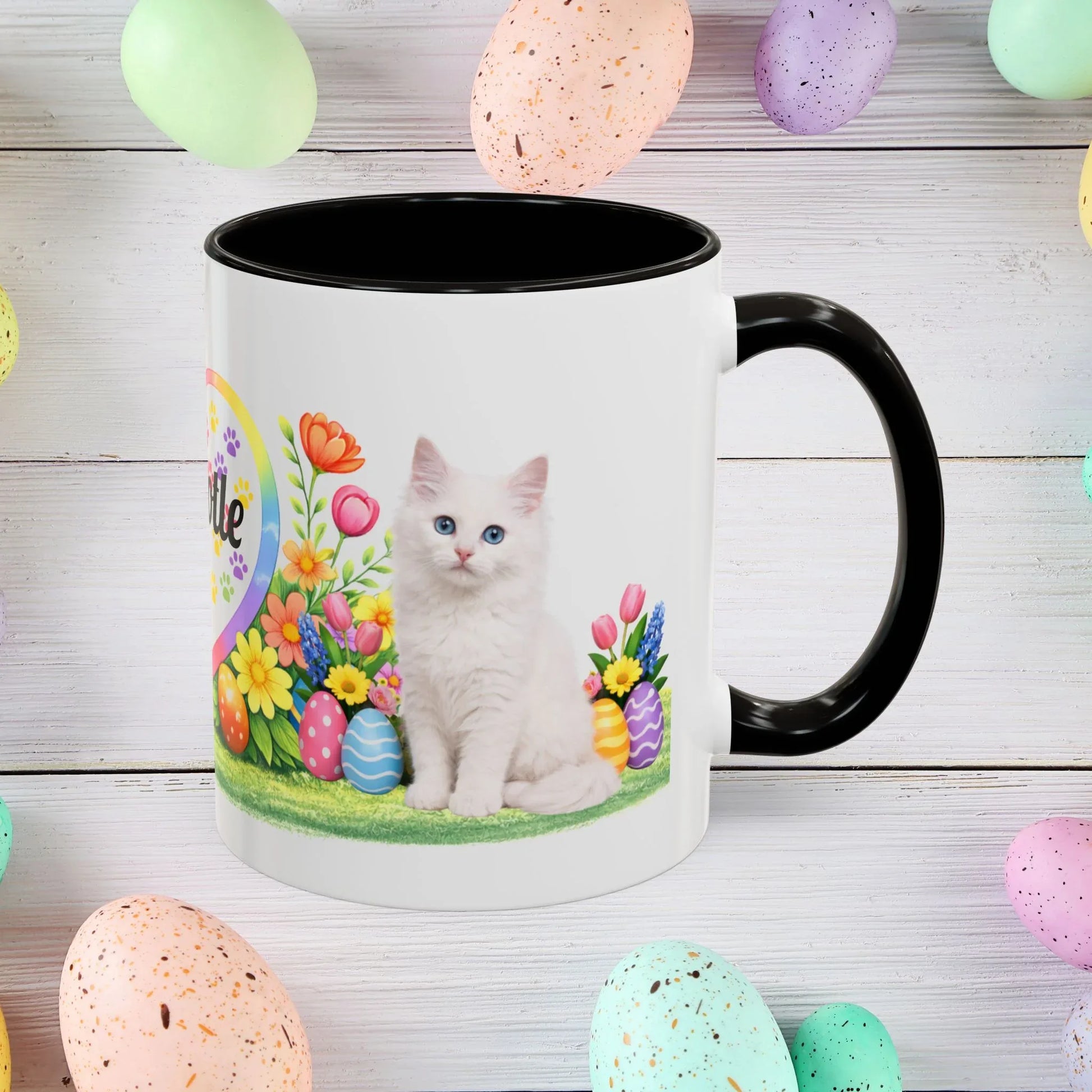 Shop our turkish angora kitten easter mug featuring the 11oz style option from MySisterIsASurvivor.