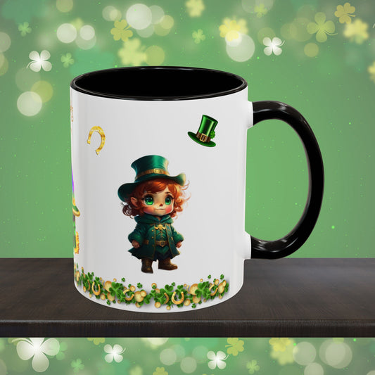 Mystical Leprechaun Magic: St. Patrick's Day Two-Tone Coffee Mug - Festive Ceramic Mug for Positivity & Mindfulness