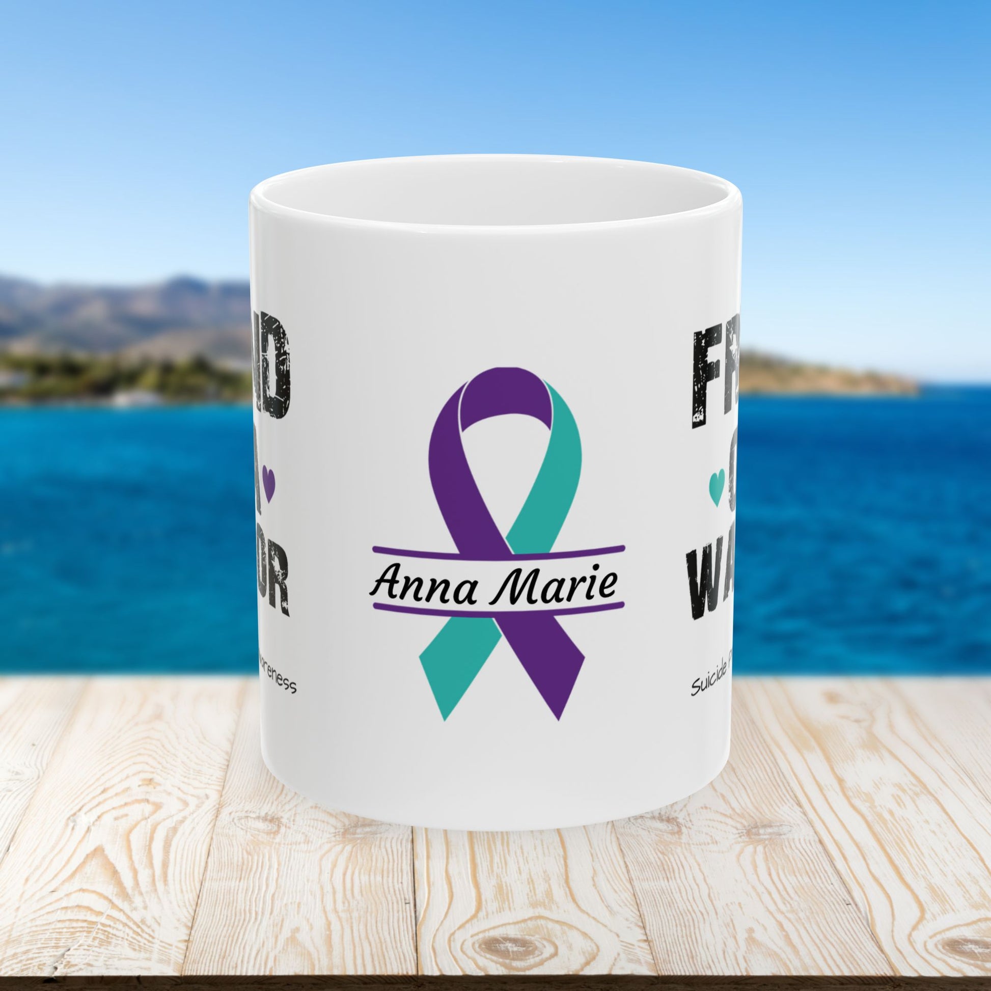Friend of a Warrior - Personalized Suicide Prevention Awareness Gift, Empowerment and Resilience Ceramic Mug, Support for Survivors