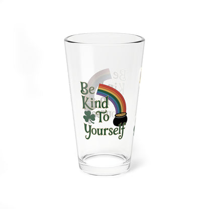 Be Kind To Yourself: Personalized St. Patrick's Day Pint Glass - Customizable Name for Happiness and Positivity