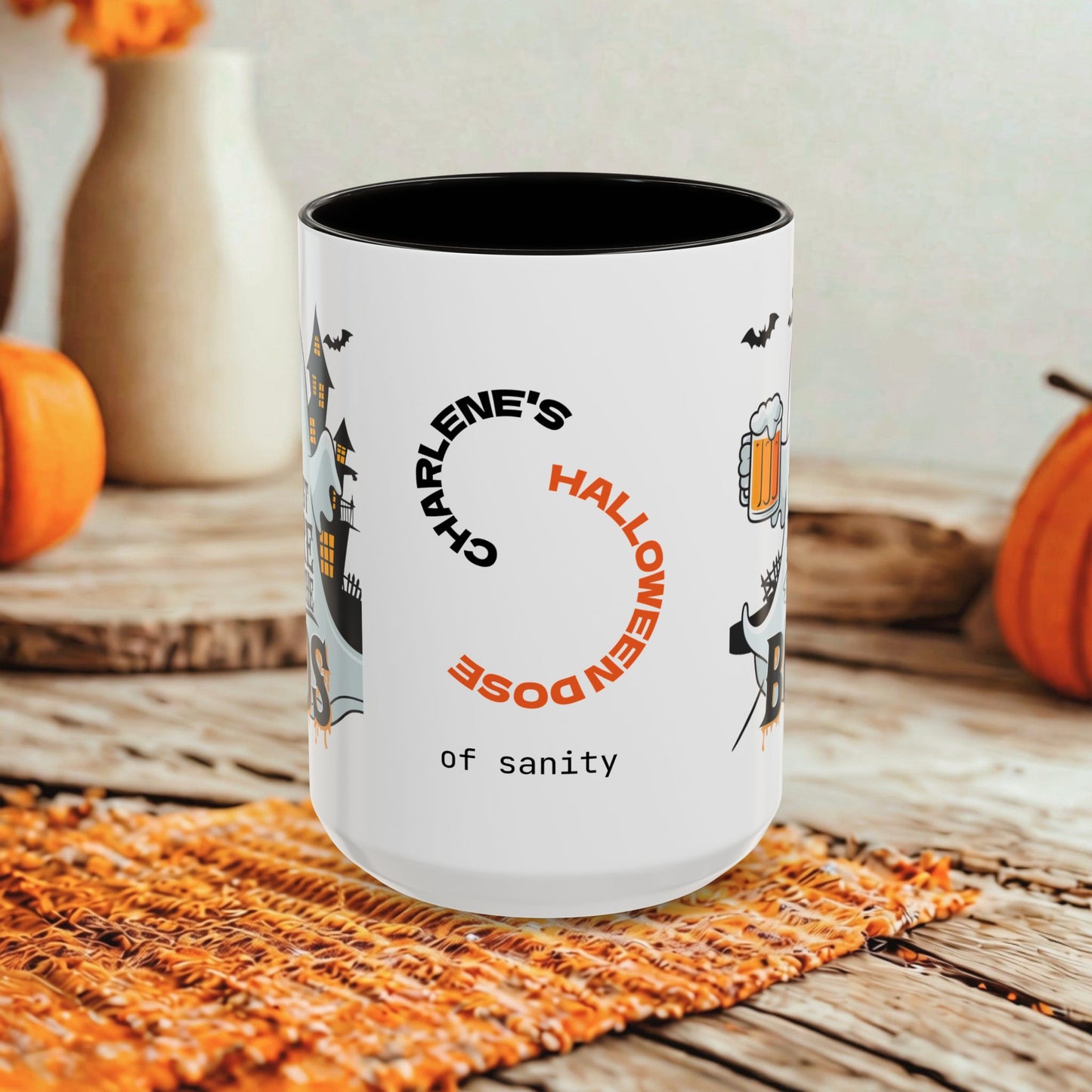I'm Just Here for the Boos - Personalized Halloween Mug for Beer Lovers & Halloween Humor