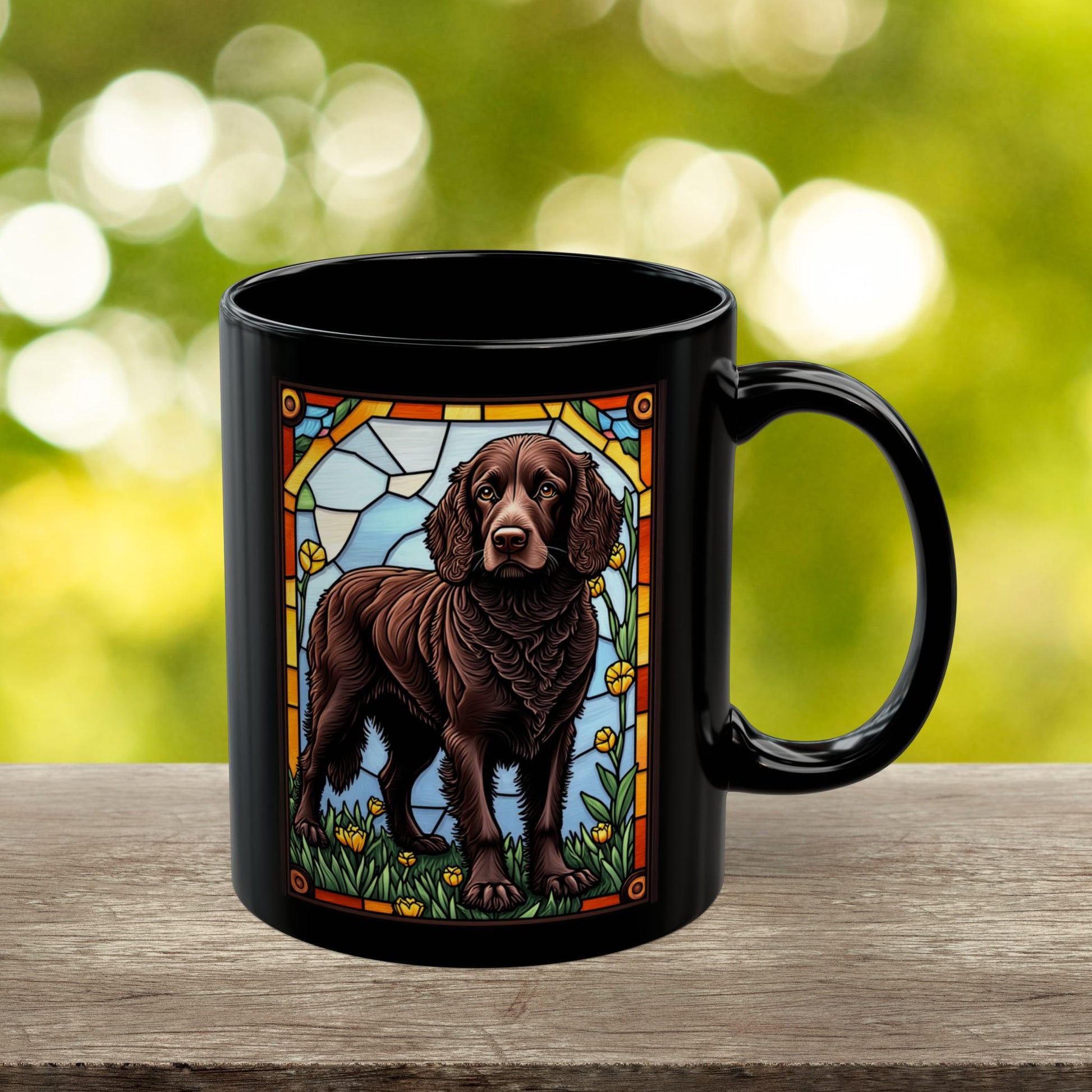 American Water Spaniel personalized mug, stained glass coffee cup gift for dog lovers and pet parents