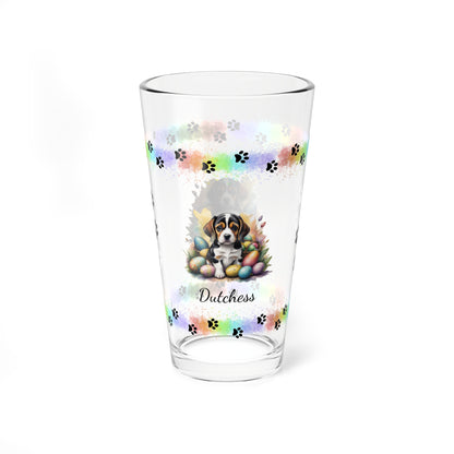 Beagle Personalized Easter Puppy 16oz Pint Glass - Custom Dog Design, Mental Health Gift, Easter Décor, and Festive Celebrations