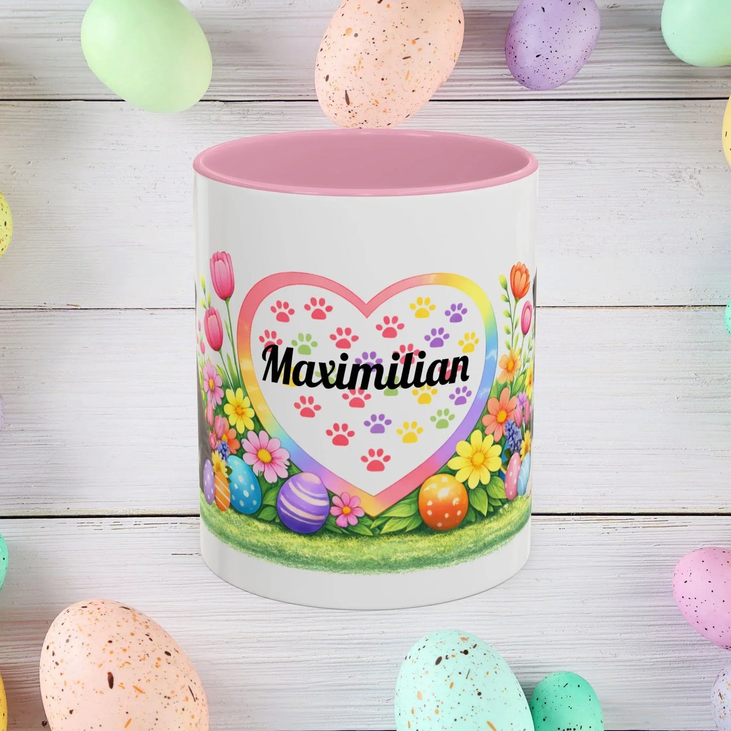 Shop our premium border collie blue white puppy easter mug from MySisterIsASurvivor.
