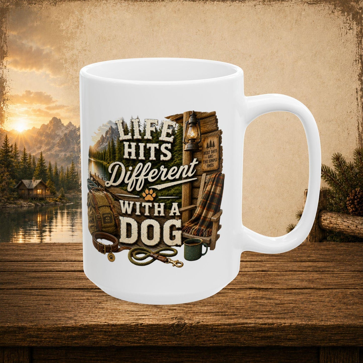 Shop our premium life hits different with a dog mug from MySisterIsASurvivor.