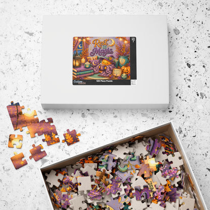 Rest Is Magic Halloween Puzzle - Cozy Pumpkin with Moon Mug, You Deserve Rest Sign, and Magical Books