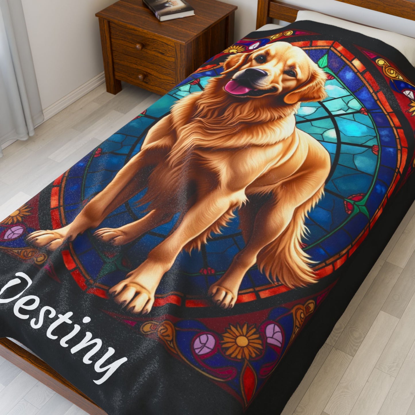 Golden Retriever Classic Coat Personalized Velveteen Plush Blanket, Unique Dog Lover Gift for Humans