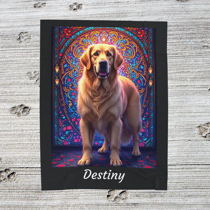 Golden Retriever Light Cream Coat Personalized Velveteen Plush Blanket, Dog Lover Throw Gift