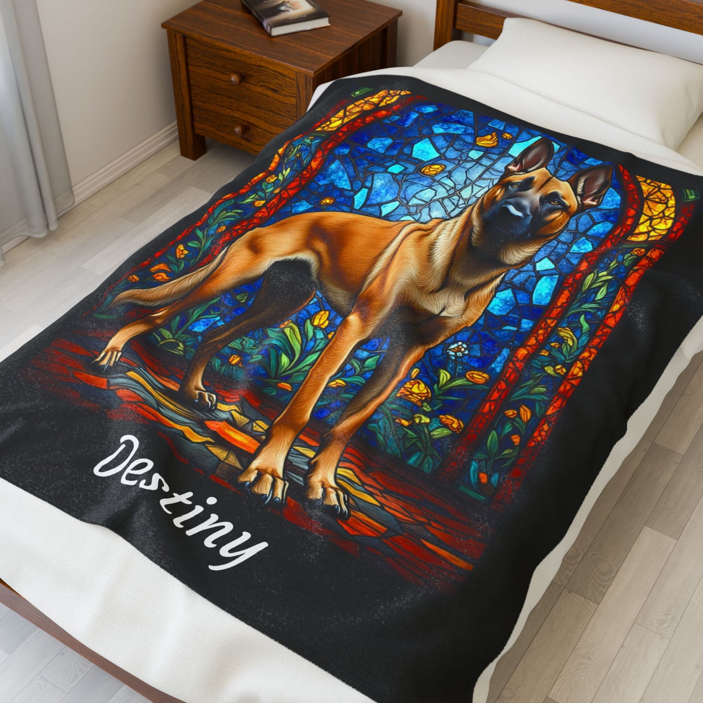 Belgian Malinois Fawn Coat Velveteen Blanket, Artistic Dog Throw, Custom Gift for Dog Owners