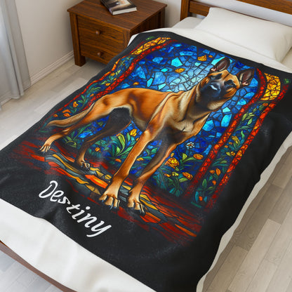 Belgian Malinois Fawn Coat Velveteen Blanket, Artistic Dog Throw, Custom Gift for Dog Owners
