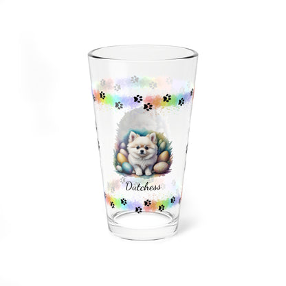 Pomeranian (White) Personalized Easter Puppy 16oz Pint Glass - Custom Dog Design, Mental Health Gift, Easter Décor, and Festive Celebrations