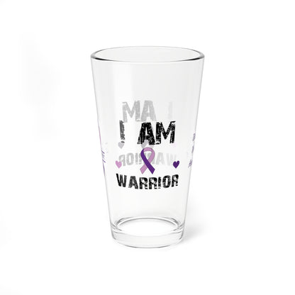 I am of a Warrior: Personalized Domestic Violence Awareness Warrior Pint Glass - Proud Family Member