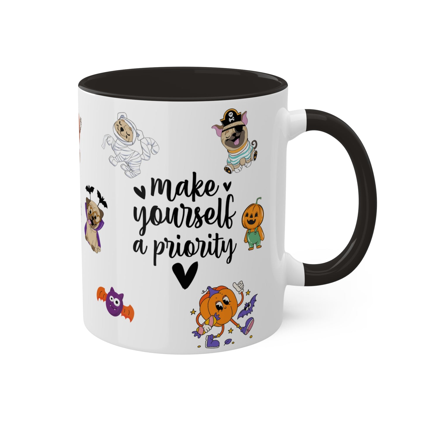 Make Yourself A Priority - Halloween Affirmation Mug - 11oz Ceramic Coffee Cup with Positive Quotes & Cute Vibes