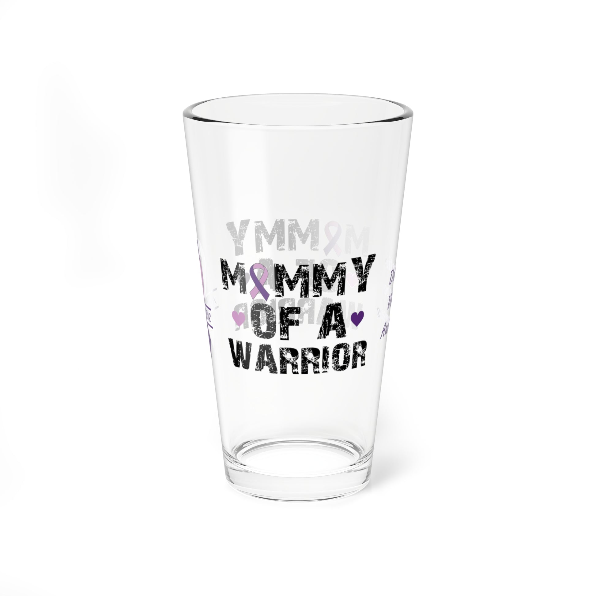 Mommy of a Warrior: Personalized Domestic Violence Awareness Warrior Pint Glass - Proud Family Member