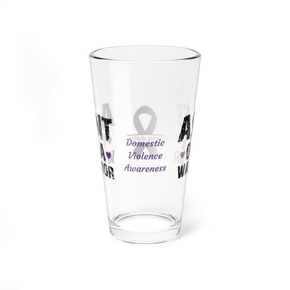 Aunt of a Warrior: Personalized Domestic Violence Awareness Warrior Pint Glass - Proud Family Member