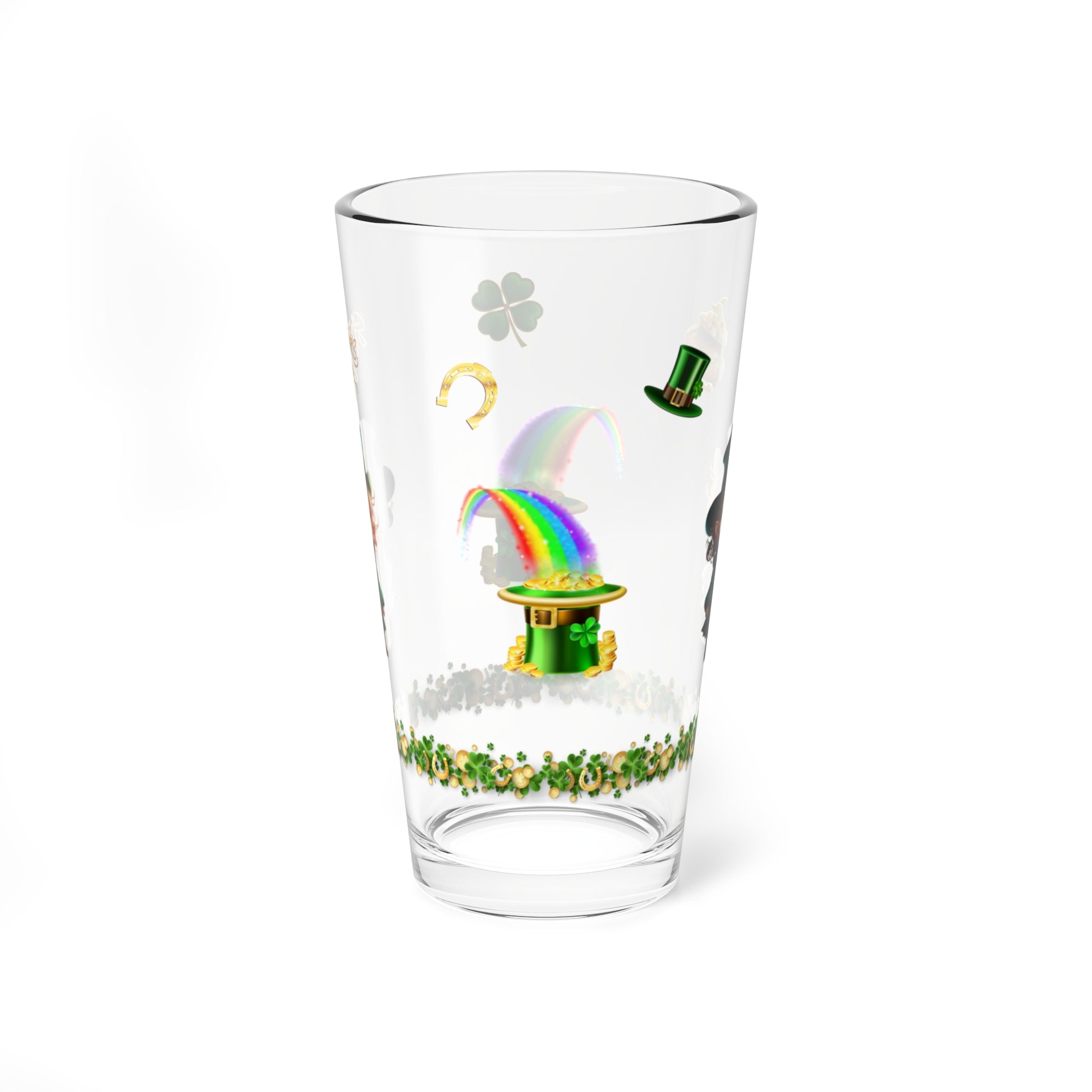 Mystical Leprechaun Magic: Mindful St. Patrick's Day 16oz Pint Glasses - Festive Design for Positivity & Wellness