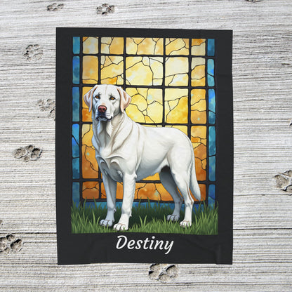 Labrador Retriever White Coat Blanket, Velveteen Plush Custom Dog Art Throw, Pet Lover Gift for Humans