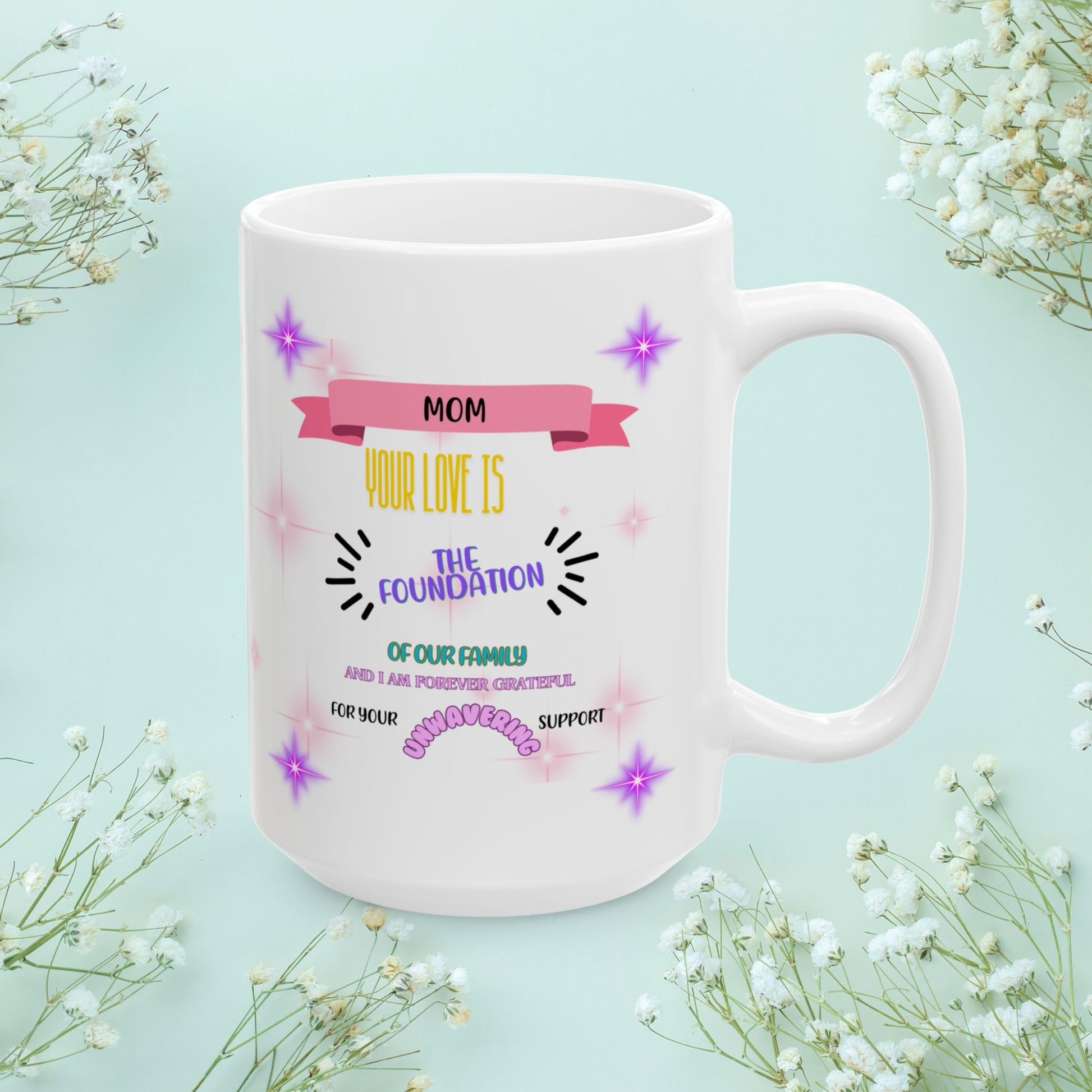 Mom Your Love Is The Foundation... Personalized World's Best Mom Ceramic Mug, (11oz, 15oz), WBM10