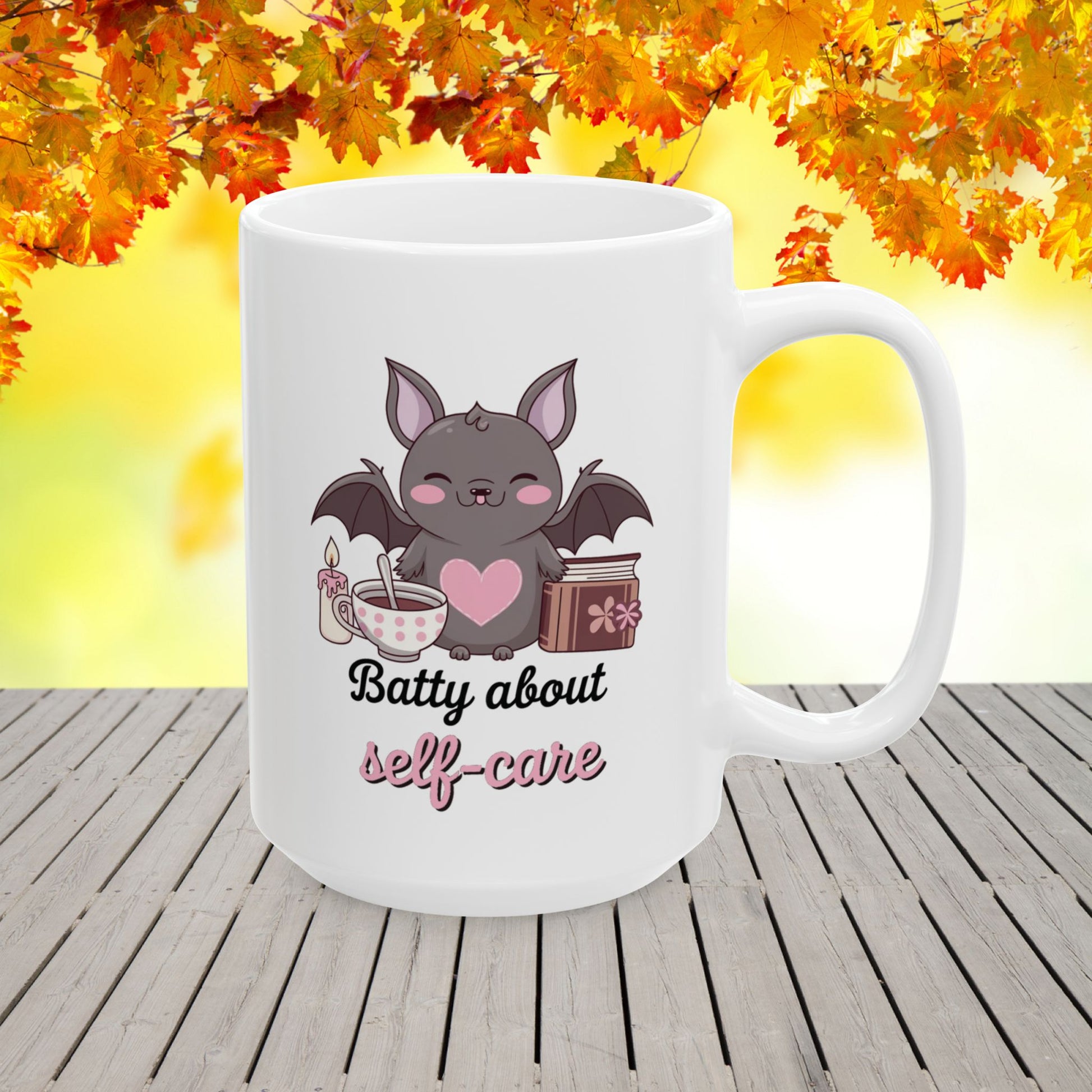 Batty About Self-Care Ceramic Mug, (11oz, 15oz)