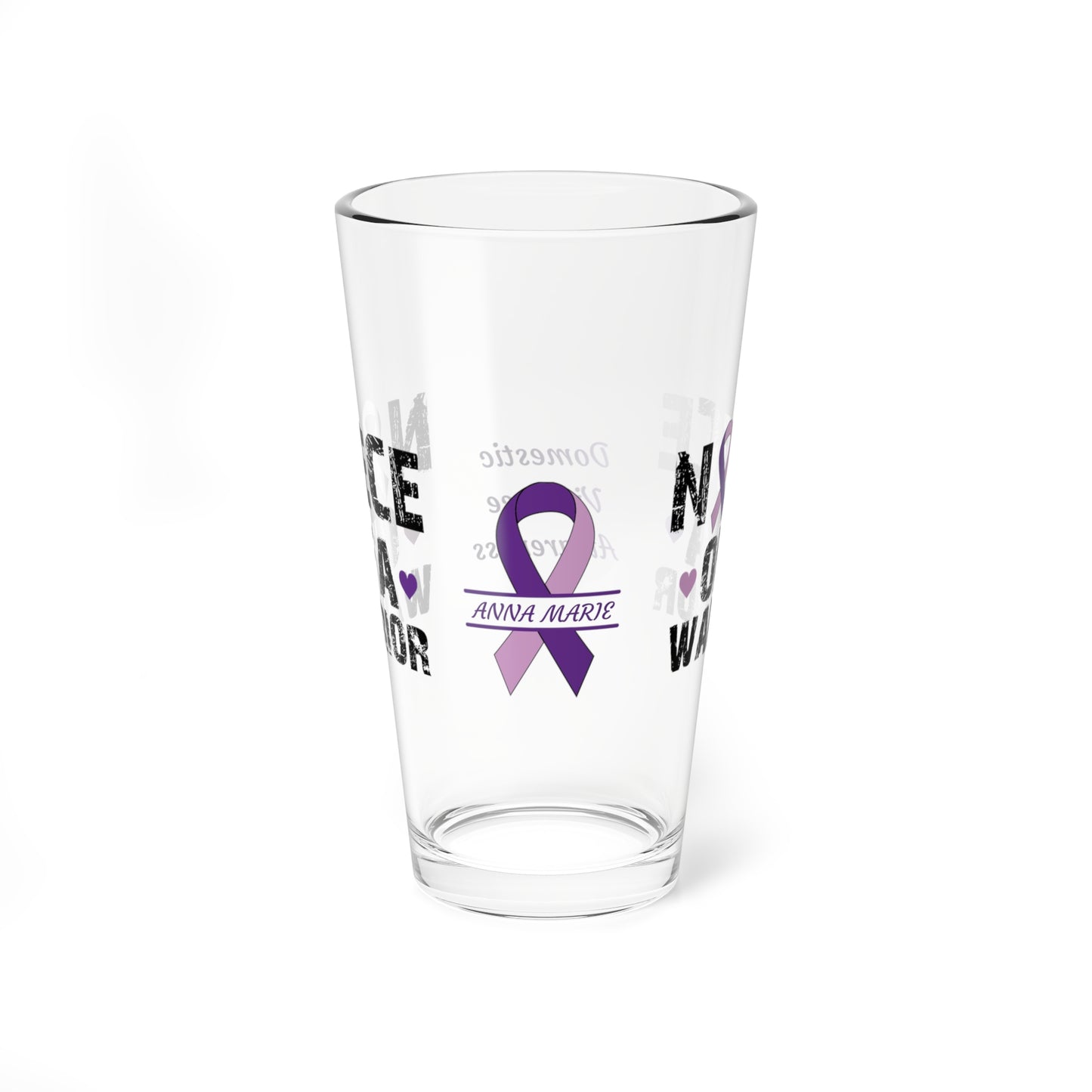 Niece of a Warrior: Personalized Domestic Violence Awareness Warrior Pint Glass - Proud Family Member