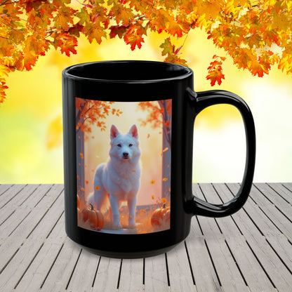 White German Shepherd Autumn Custom Coffee Mug - Personalized Fall Dog Gift for Coffee & Tea Moments