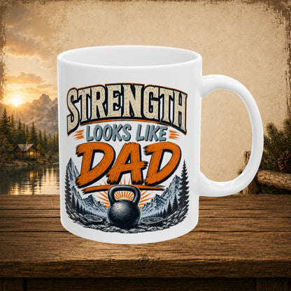 Strength looks like dad personalized mug, powerful Father’s Day gift for dad