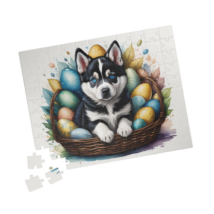 Siberian Husky Easter Puppy Puzzle - Dog Lovers, Mental Health Benefits, Holiday Fun, Mindfulness, Stress Relief, Festive Gift