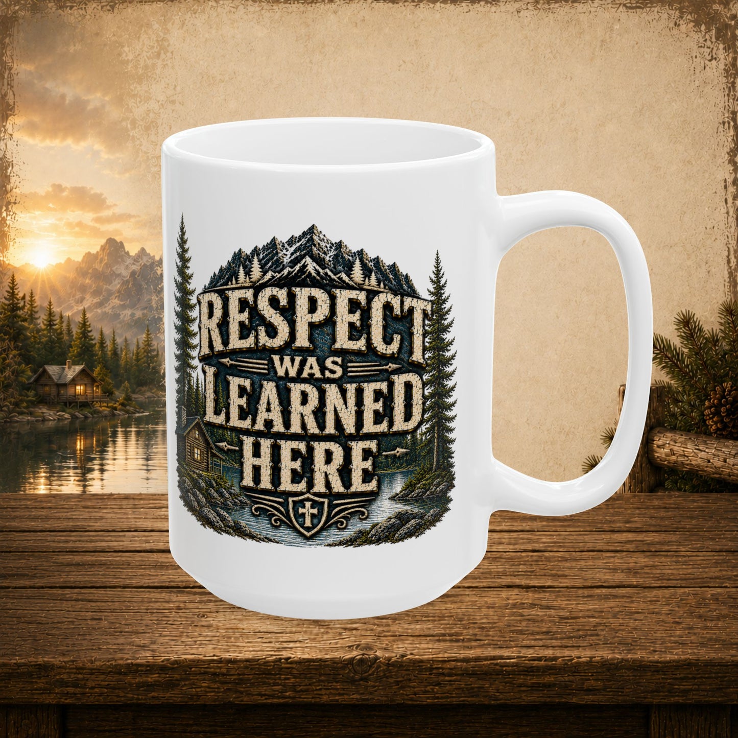 Respect was learned here personalized mug, bold Father’s Day gift from kids