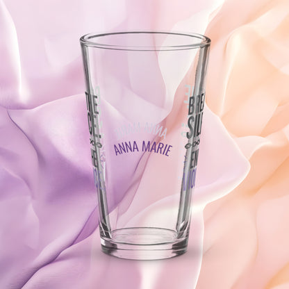 Break the Silence End the Violence pint glass, bold survivor empowerment drinkware, abuse awareness design