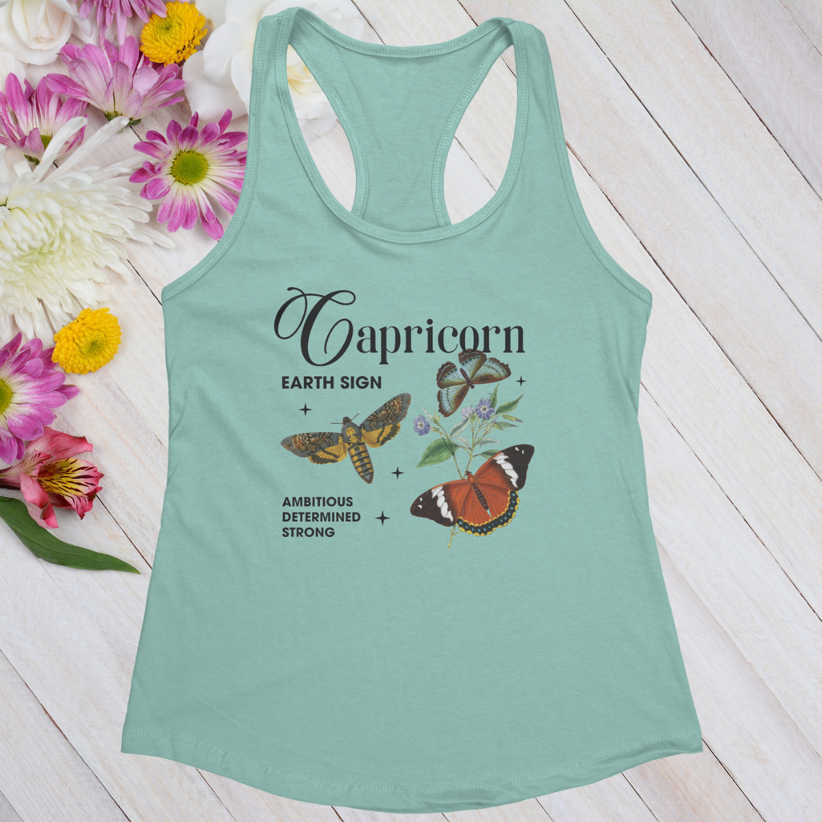 Capricorn Butterfly Zodiac Women's Racerback Tank