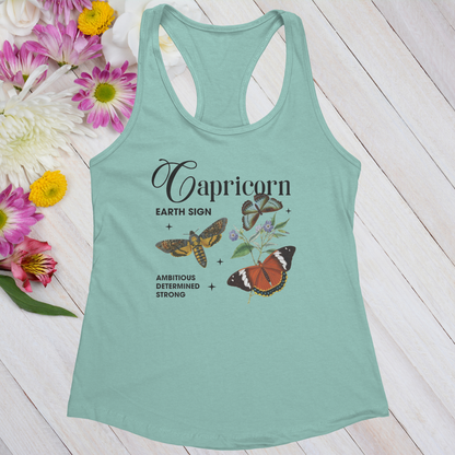 Capricorn Butterfly Zodiac Women's Racerback Tank