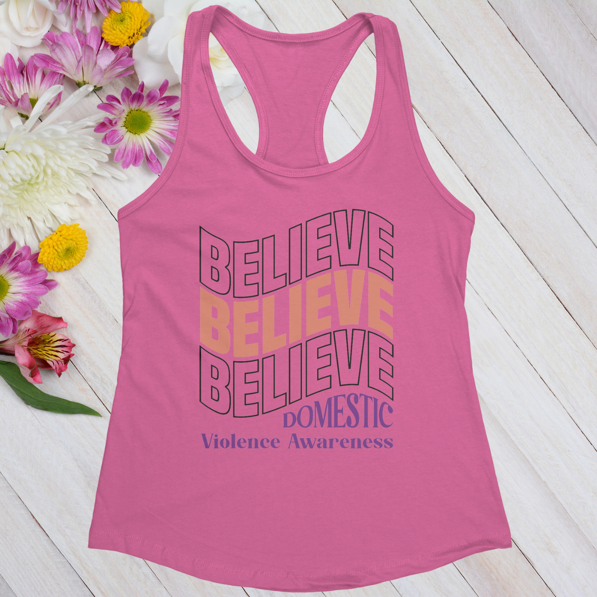 Believe Believe Believe Women's Ideal Racerback Tank